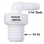 1/16" Barb X 10-32, 90 Degree Elbow (Pkg. 10)