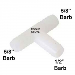 Plastic Barb Tee 5/8" x 5/8" x 1/2" Barbs