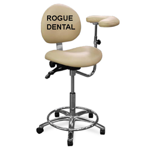 Galaxy Asst's Stool, w/Ratchet Arm, 4-Way Adj., Chrome Base